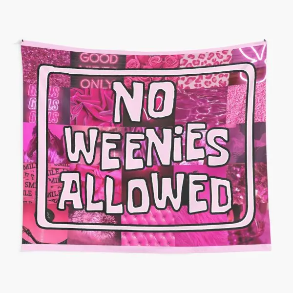

Ярко-розовый декоративный коврик с надписью «No Weenies»