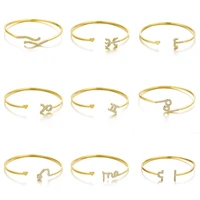 luxury female white zircon bracelet adjustable charm zodiac bracelets women elegant silver color 12 constellation jewelry