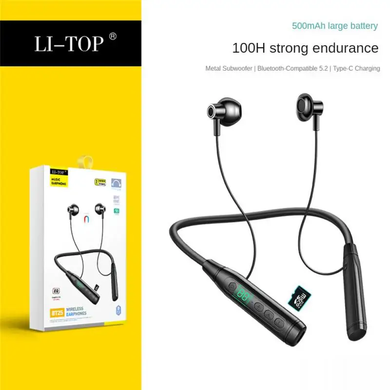 

BT25 Wireless Earphones Bluetooth-Compatible Neckband Headphones LED Display HIFI Headset Binaural Running Sports Earphone