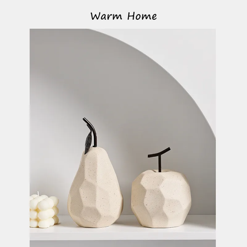 

Ins Decoration for Home Crafts Ceramic Apple Pear Simple Living Room TV Cabinet Bookshelf Fruit Anime Decor Christmas Gift Stand
