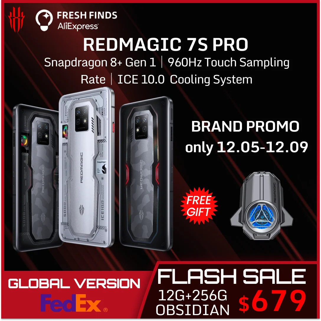 Global Version Nubia RedMagic 7S Pro Gaming Phone World Premiere Smartphone 6.8'' Snapdragon 8+ Gen 1 Octa Core 64MP Camera