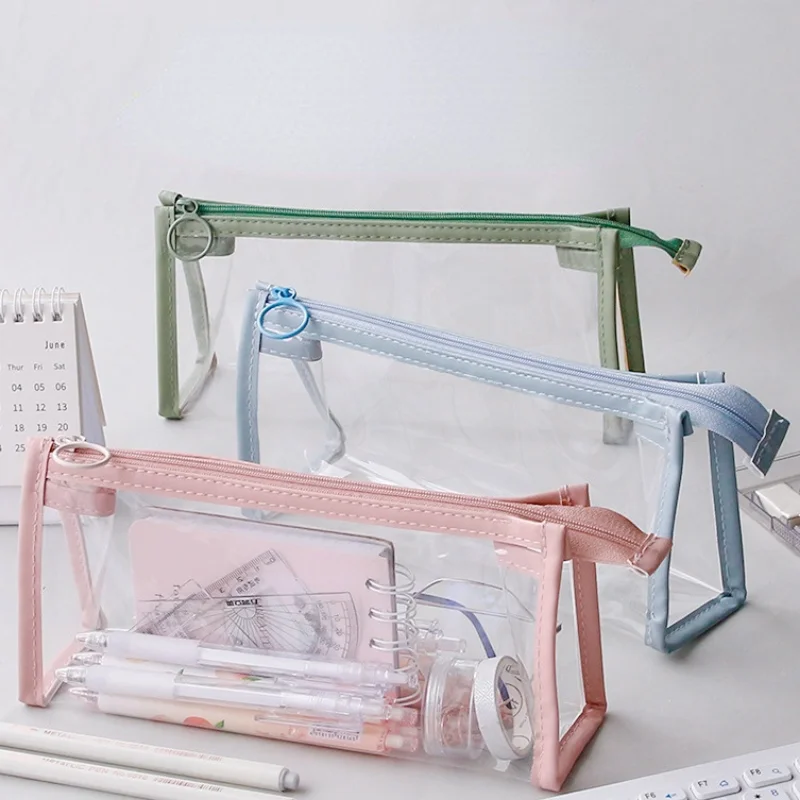 

Girl PVC Transparent Pencil Bag Summer Waterproof Pen Case for Students Stationery Holder Zipper Pencil Pouch School Supplies