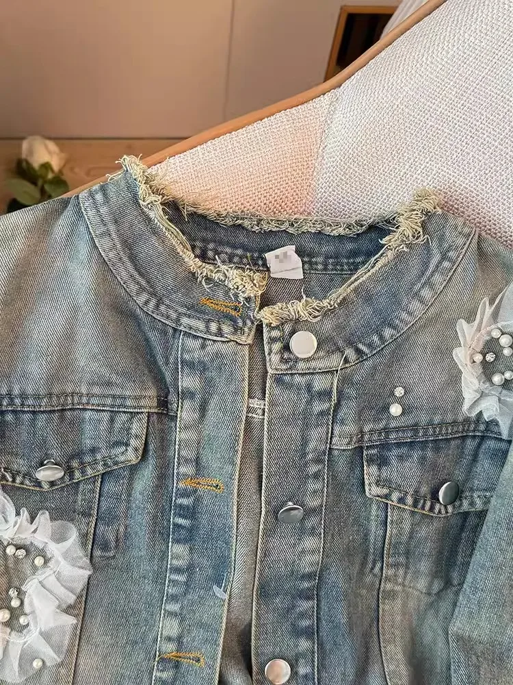 Куртка женская джинсовая в стиле ретро стильная повседневная верхняя одежда из
