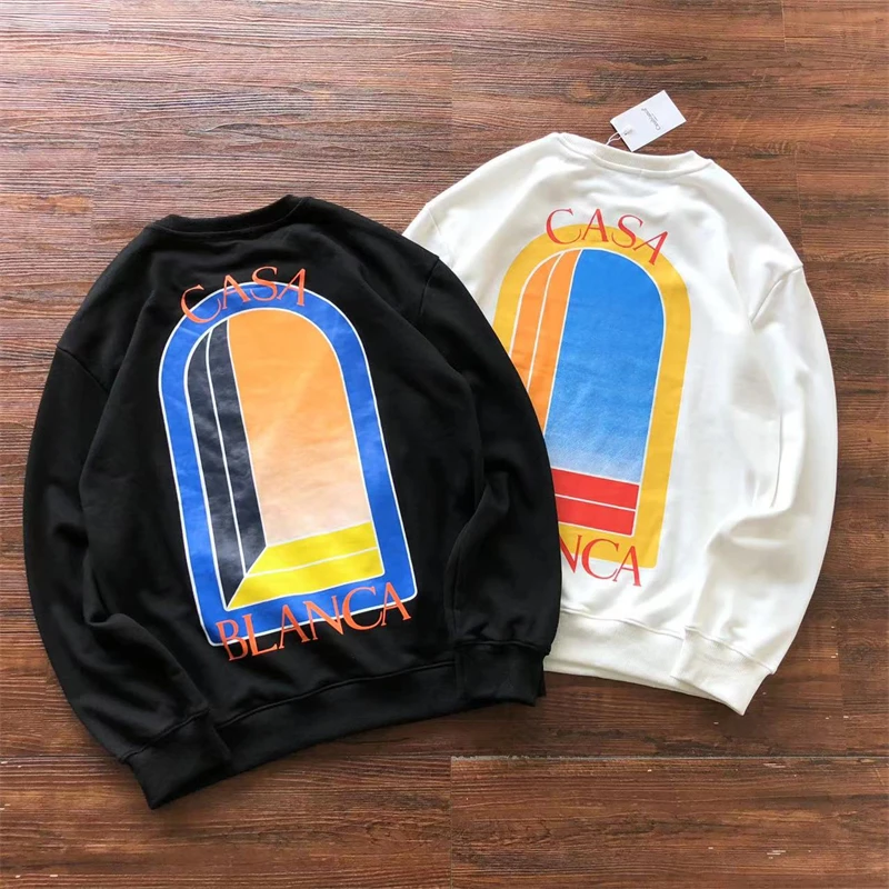 

2023fw Casablanca Castle Print Sweatshirts Men Women Terry Crewneck Casa Long Sleeve Hoodie