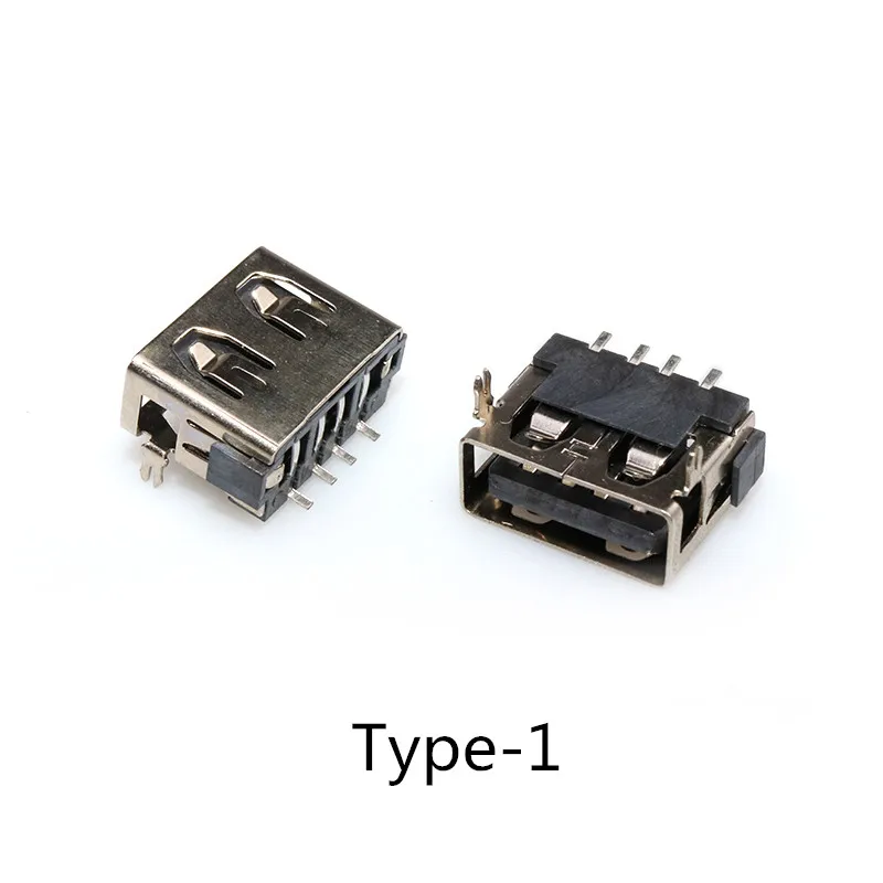 

10PCS USB Connector Type A Female USB 2.0 AF10.0 4Pin 6.3mm Height Crimping SMT Black