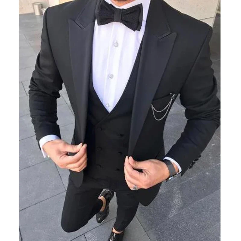 Деловые деловые мужские костюмы Slim Fit с пиковыми лацканами Свадебные смокинги