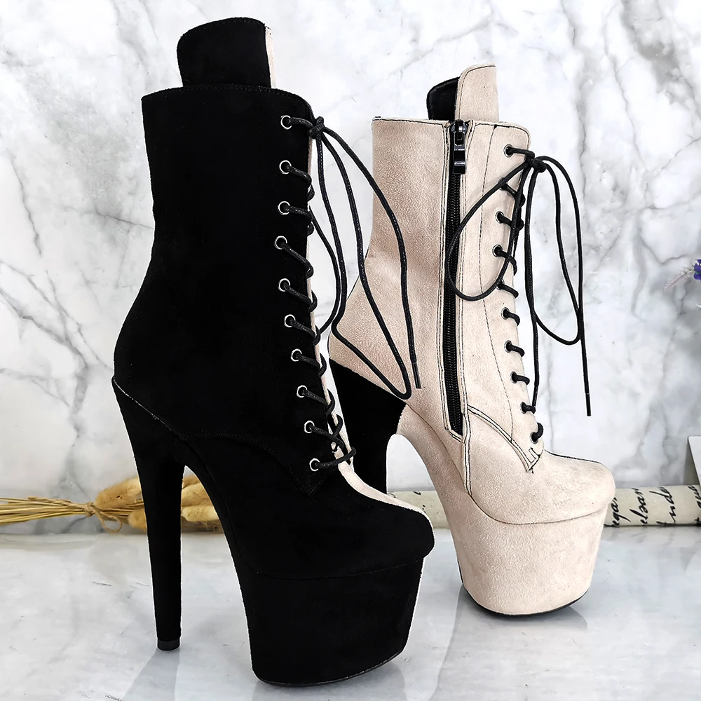 Leecabe Suede Upper 17CM/7inches Pole dancing shoes High Heel platform Pole Dance boot