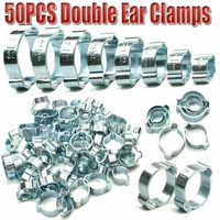 50pcs 5 20mm double ears clamp hose clamps worm drive fuel pipe clip water hose pipe clamps clips hose fuel clamps