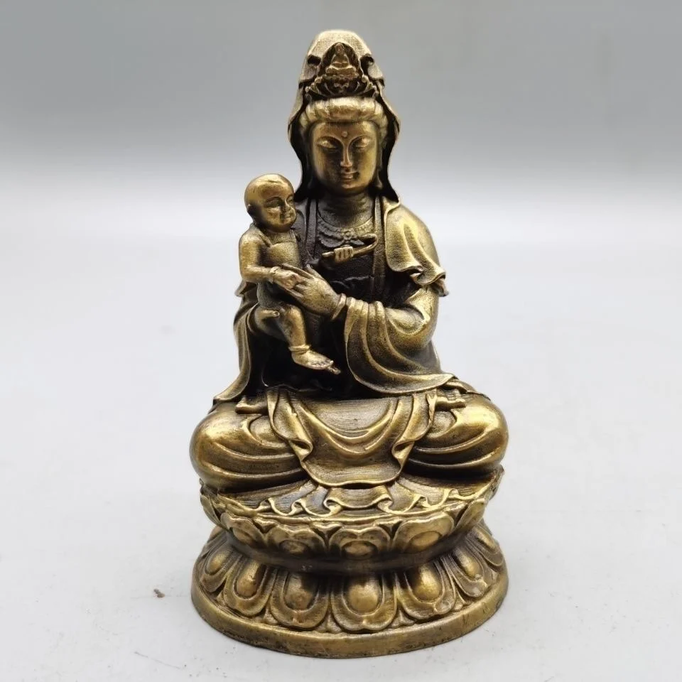 

Avalokitesvara Decorative Statue Chinese Buddhism Sending Son Avalokitesvara Buddha Statue Sculpture Brass Home Decor Crafts