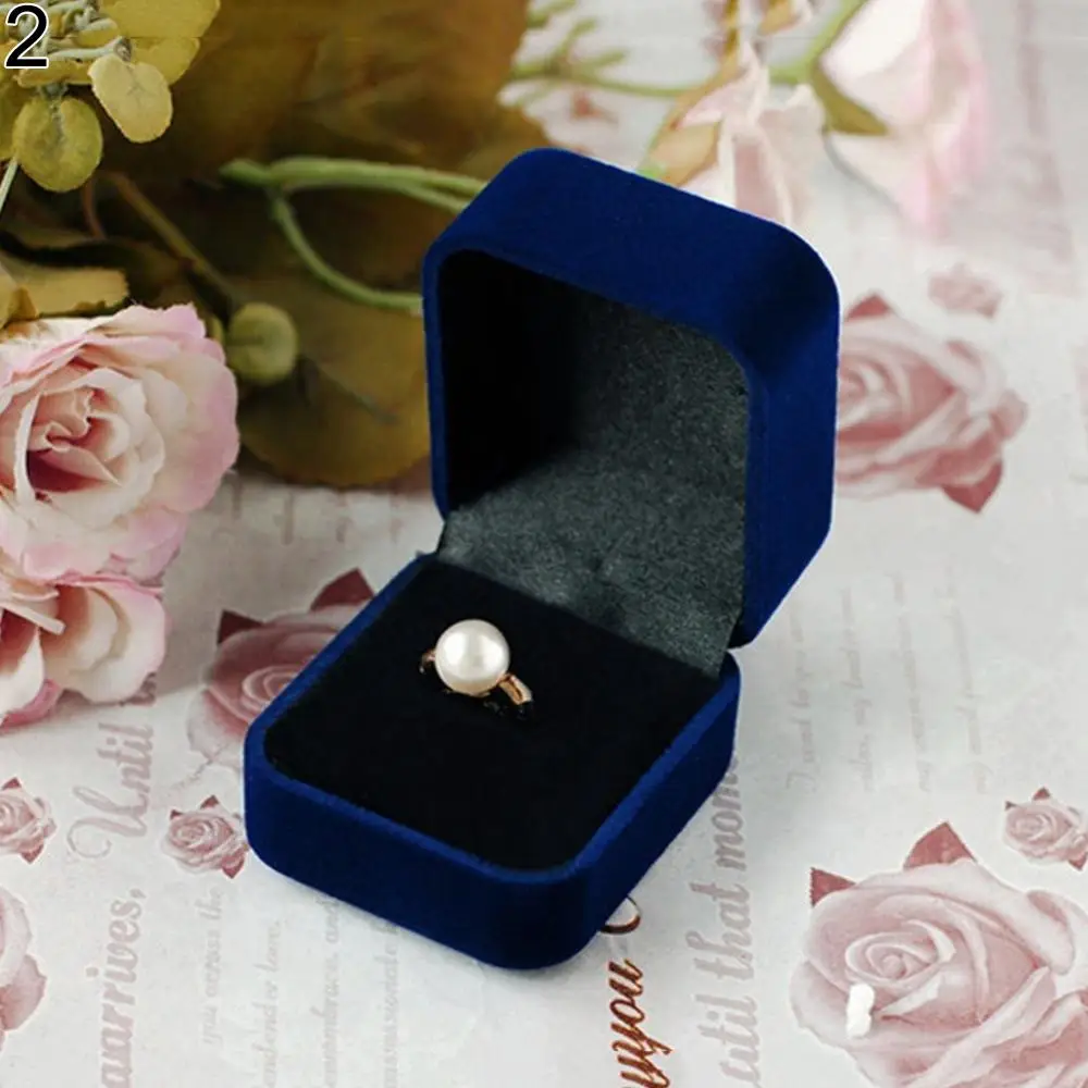 

Jewelry Earring Ring Display Storage Organizer Square Lid Open Box Case Gift