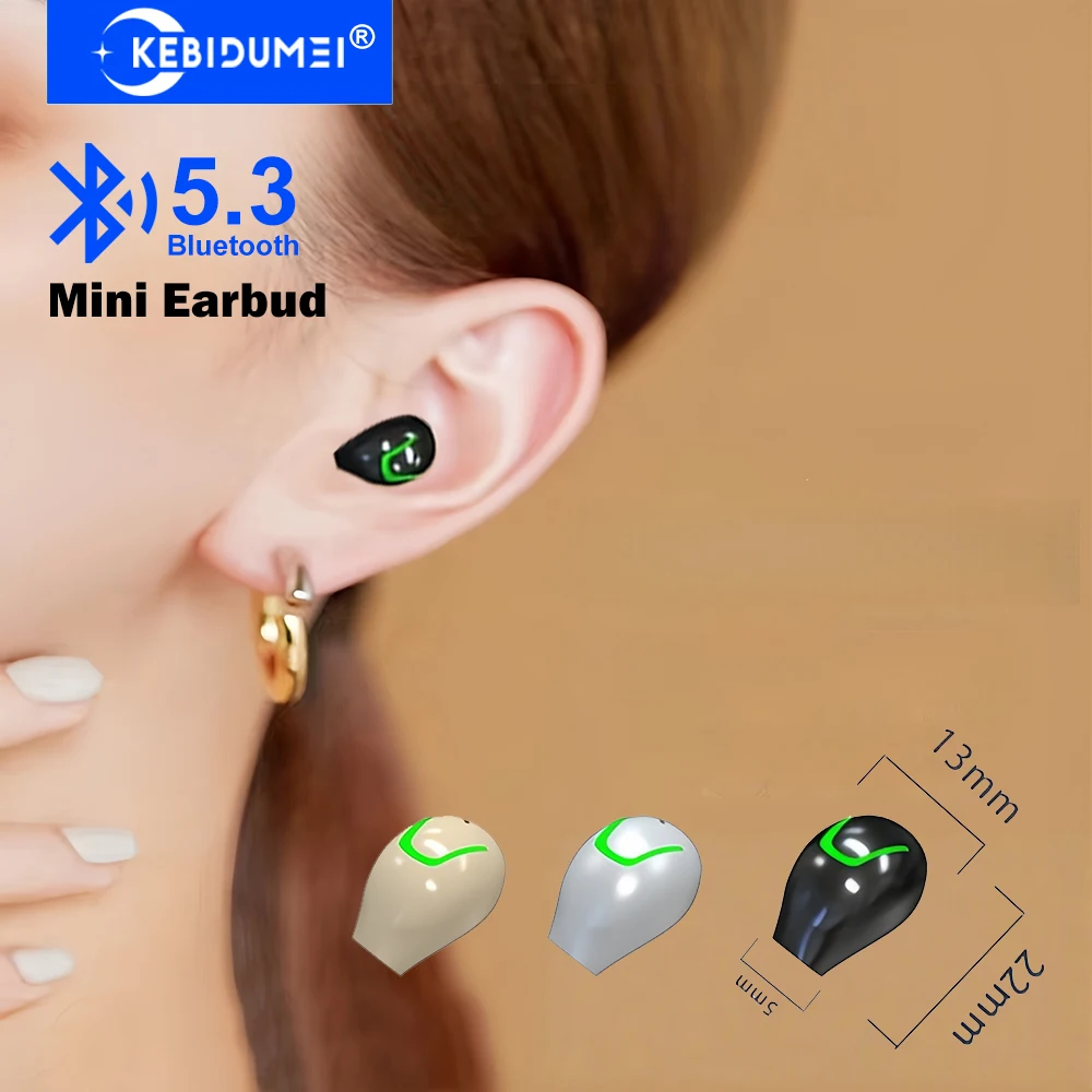 Фото Наушники KEBIDUMEI In-ear Bluetooth 5.3, миниатюрные невидимые беспроводные наушники TWS, HiFi стерео, с шумоподавлением. №1
