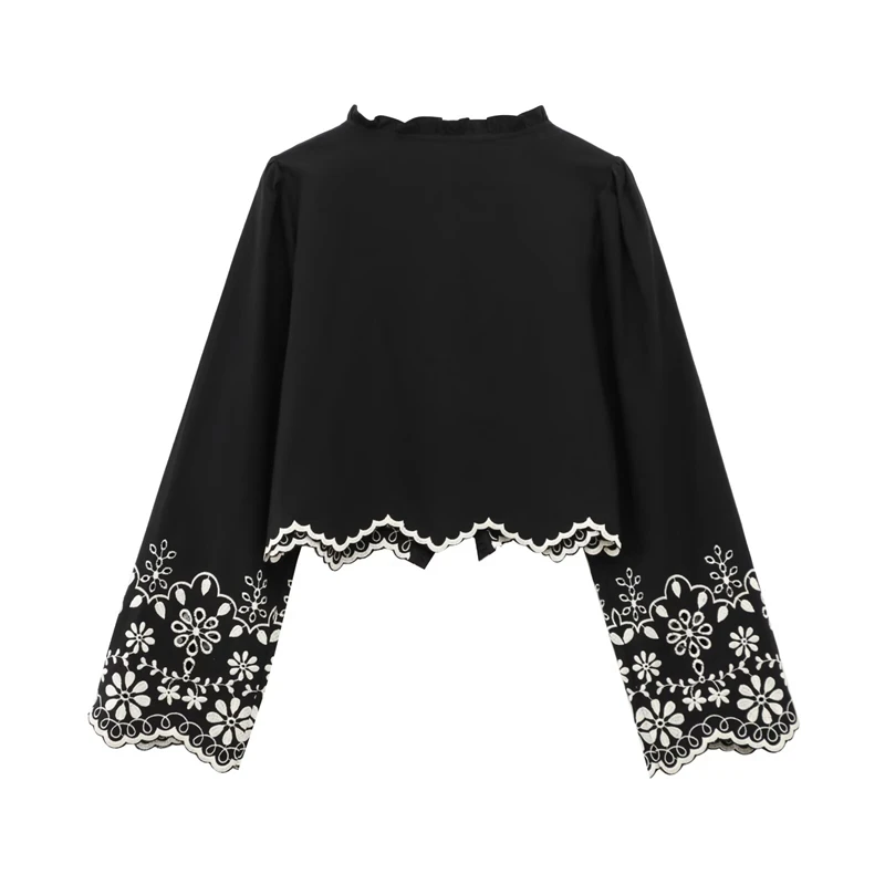 KEYANKETIAN 2025 весенний новый праздничный укороченный топ с вышивкой и v-образным