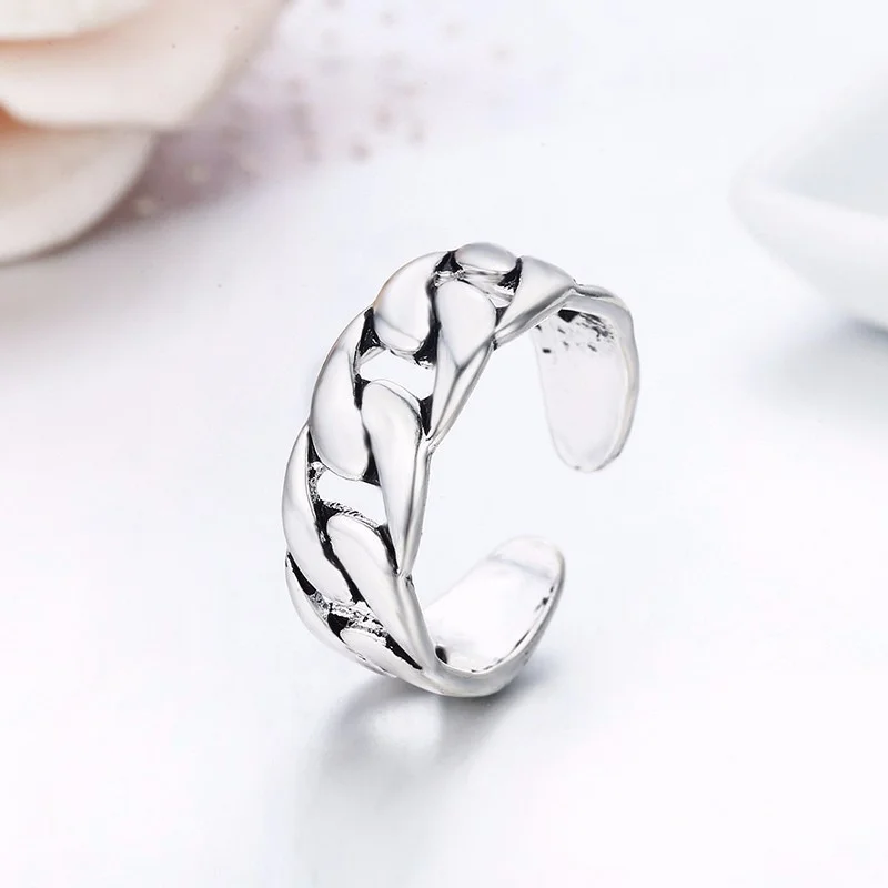 Винтажные открытые кольца в ретро-стиле серебряный цвет широкая цепь панцирного