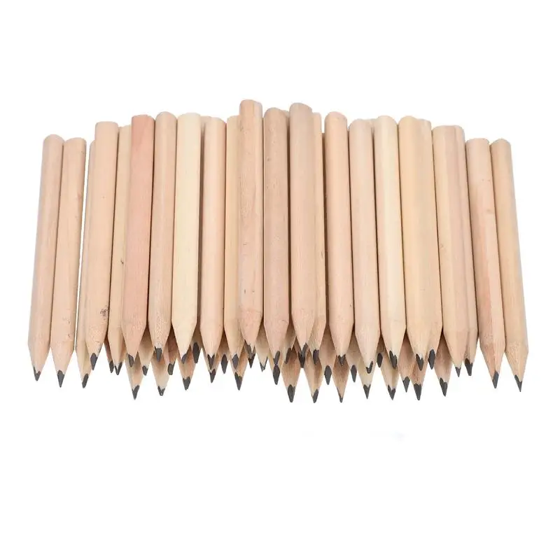 

50Pcs Pencils Short Writing Triangular Kids Wood Minidrawing Erasable Sketching Log Toddler Beginner Grip School Study Stacking