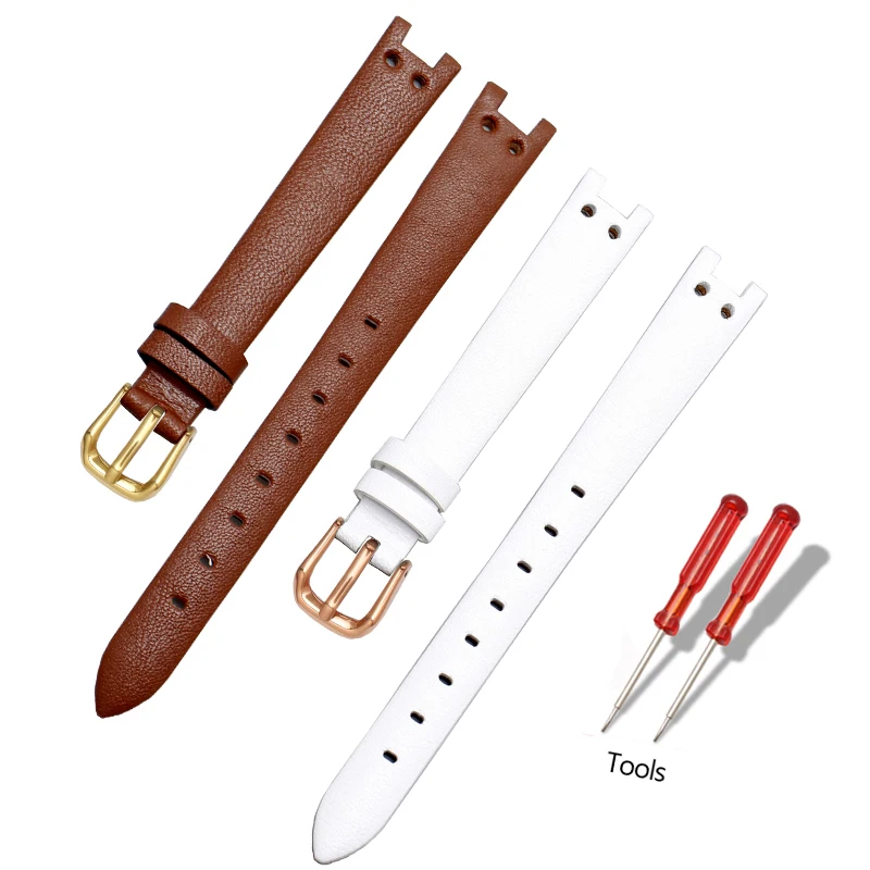 For Anne Klein Watchband Notch AK Watch Band ak1950/9442/9918/9168 Elegant Small Dial Retro Bracelet 12mm Genuine Leather Strap