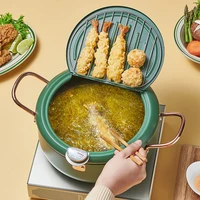 fryer with lid temperature controlled japanese tempura small fryer with thermometer induction cooker universal pot cooking pot