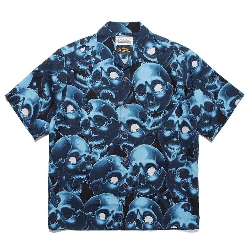 Best Quality New Skull WACKO MARIA Shirts 2023 Summer Style Men Woman Short Sleeve Hawaii Tops Tee Shirt