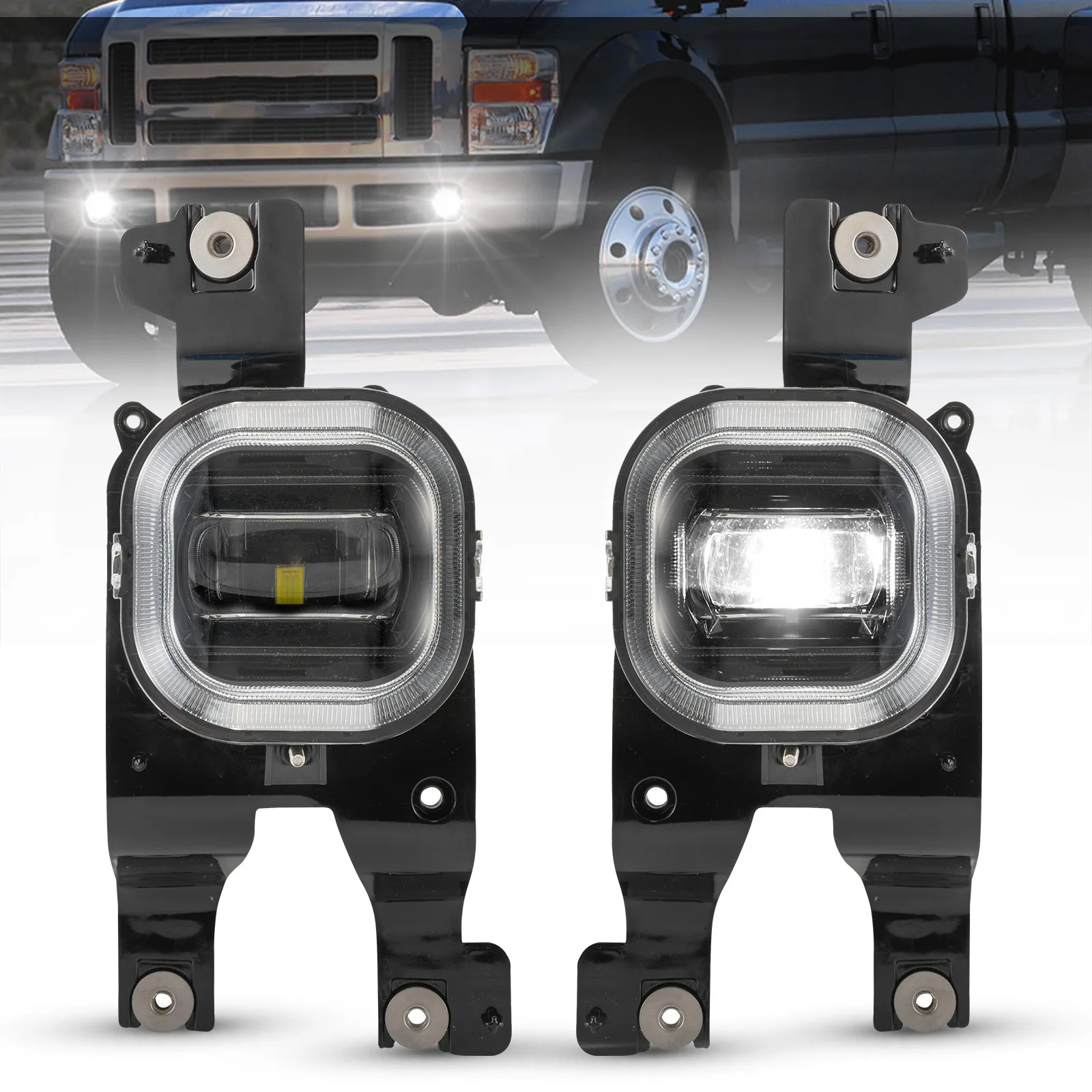 

LED Fog Light Lens Bulbs Lamps for Ford F250/F350/F450 2008-2010, Car Retrofit 6000K White