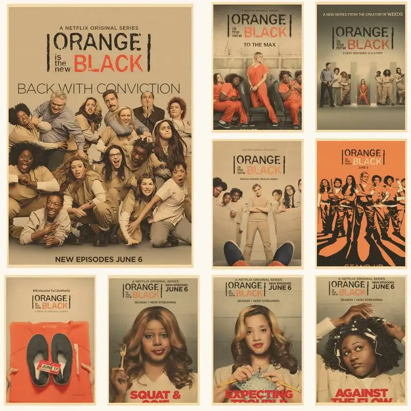 

Новый черный ТВ-постер Orange Is the New, ретро-постер, художественная Наклейка на стену для дома, бара, кафе, коллекция картин, украшение обоев