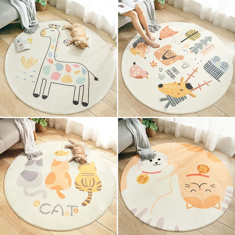 Home Nordic Round Living Room Non Slip Carpet Bedroom Full Of Cute Kids Girl Hanging Basket Imitation Cashmere Carpet