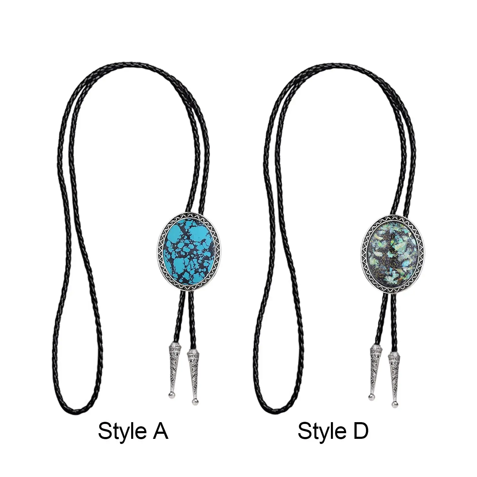 

Vintage Style Mens Bolo Tie Braided Leather Lanyard Pendant Neck Rope for Cowboy