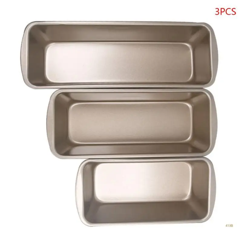 

41XB 3pcs/set Rectangle Loaf Pan Toast Bread Cake Mold Carbon Steel Pastry Mould DIY Non Stick Baking Supplies