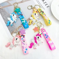 cartoon rainbow pony keychain cute unicorn doll keyring fashion couple bag ornament key chain car pendant accessories gift