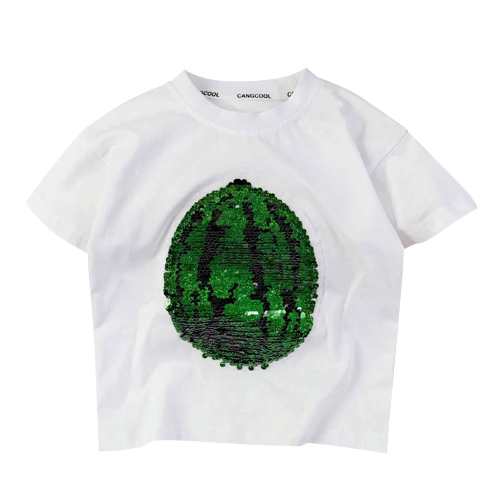 2~9Year Toddler Kid Baby Boys Girls T Shirt Magic Changing Flip Sequins Watermelon Tops Short Sleeve Summer Clothes For Children 3