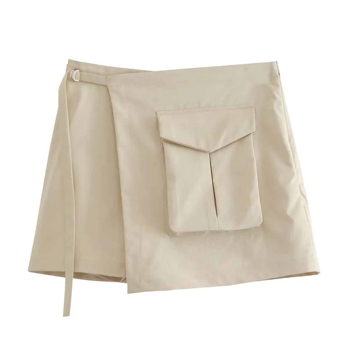 TRAF 2023 Cargo Shorts for Women Beige High Waist Skirt Shorts Women Summer Bermuda Shorts Woman Streetwear Asymmetric Shorts
