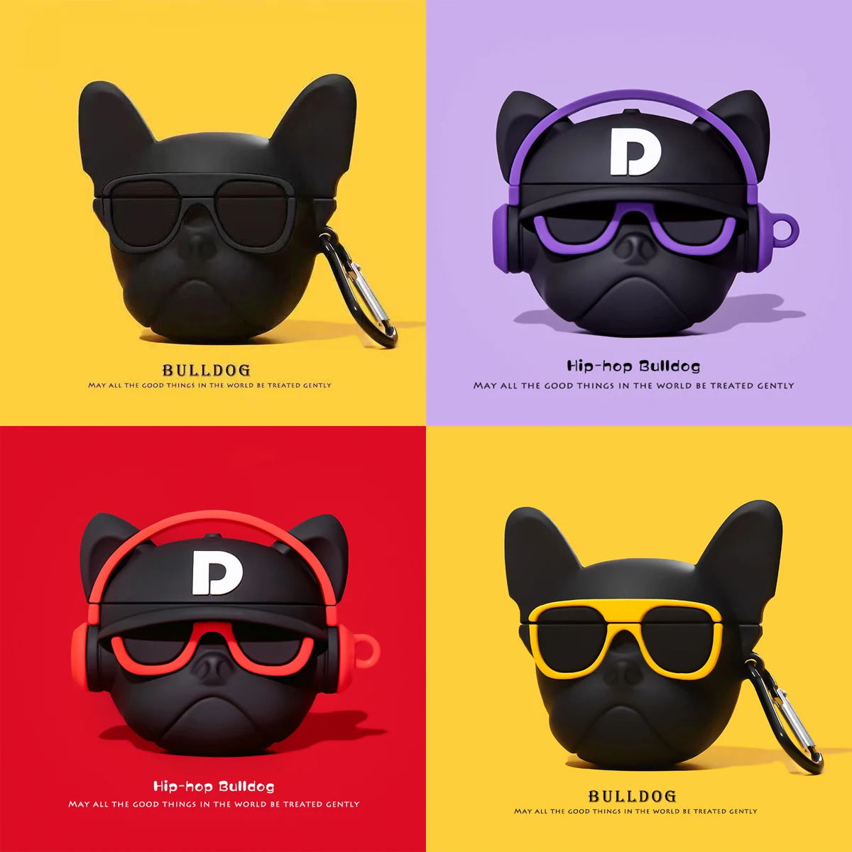 Music Hip Hop Pug Dog Bulldog Silicone for Apple Airpods 2 3