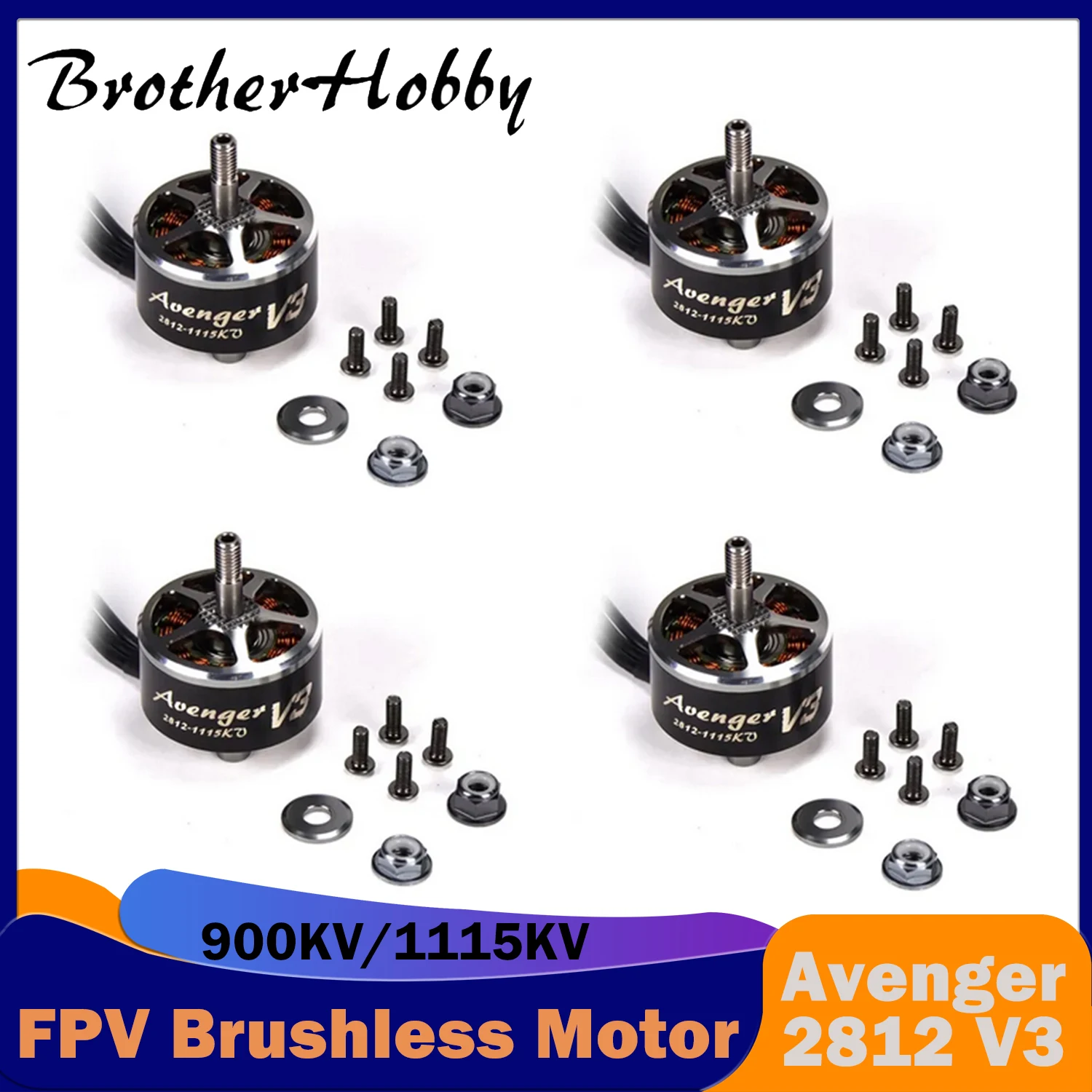

BrotherHobby Avenger 2812 V3 FPV Brushless Motor 900KV/1115KV 4-6S Outer Rotor(CW) for RC Plane Race Drone Quadcopter Mutirotor