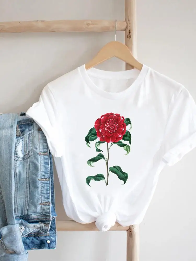 

Short Sleeve Floral Cute 90s Trend Fashion Tee Clothing Print Clothes Women Tshirt Female Top Casual Summer Graphic T-shirt