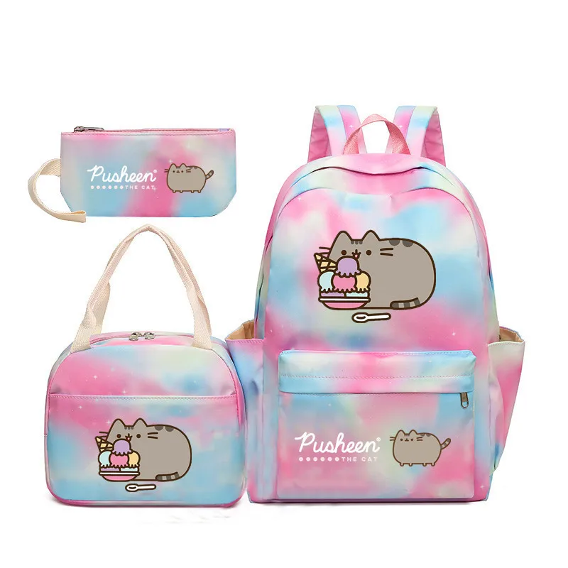 Новая модель рюкзака Pusheen The Cat с градиентной радужной расцветкой для девочек, школьный рюкзак из трех частей для учеников начальной и средней школы. (art.: 3920dcdaa53fc) - 3920dcdaa53fc