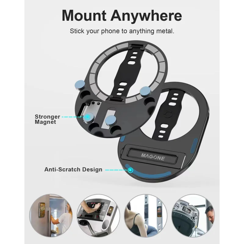 EWA Phone Grip Stand with Silicone Finger Strap Removable Magnetic Stand Stand for iPhone 14 13 12 Pro/Max/Plus only