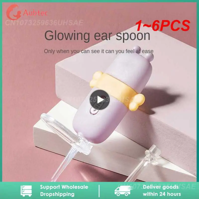 

1 ~ 6 шт. детский ушной очиститель, съемная уходовая ложка, мультяшный фонарик, ухочистка для детей, Детский телефон с ушным воском, копающая Люминесцентная ложка