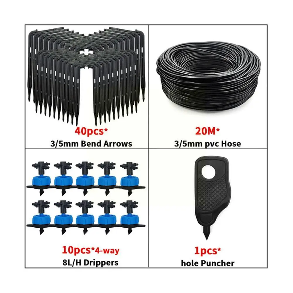 

Greenhouse Drip Irrigation 4-way 3/5mm Drip 2-way Transmitter Automatic Irrigation Watering System For Garden Bonsai J9t5