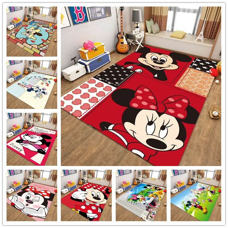 

Disney Minnie Mickey Mouse Play Mat for Child Bedroom Door Mat Bedroom Carpet Kitchen Mat Living Room Play Bedside Rugs Gift