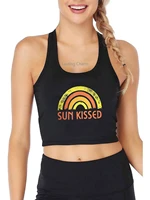sun kissed casual novelty graphic breathable slim fit tank top womens yoga sports training crop tops gym vest summer camisole