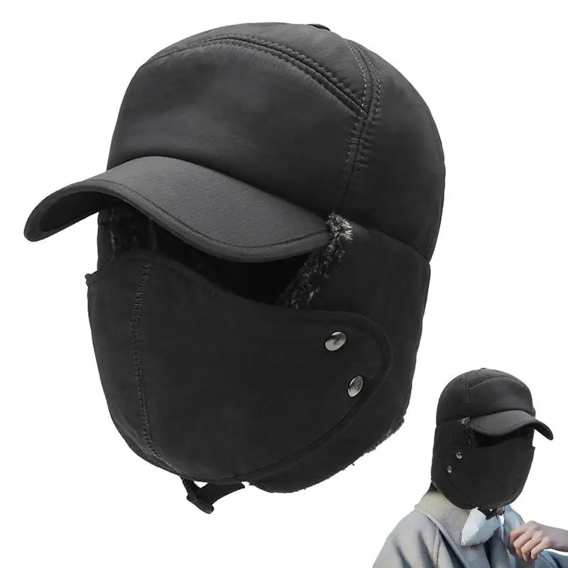 

Ветрозащитные шапки-ушанки, шапки, мужская шапка-Охотник с флисовой подкладкой, Обложка для лица, зимняя шапка для улицы, Фэн-Кепка