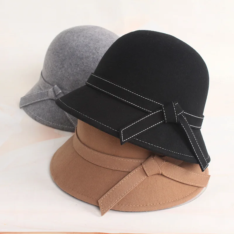 

Ms New Hats Wool Hat Basin Of Han Edition Bow Dome Cap Fisherman Cap Hat Felt Hat Women Wool Hat Lady Cap