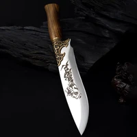 longquan kitchen knives copper decor 9 inch sharp gyutou cleaver slicing utility boning bbq handmade forged knife cooking tools