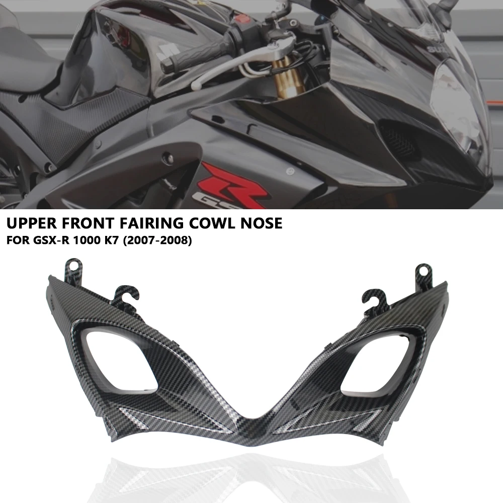

For Suzuki GSX-R GSXR 1000 K7 2007 2008 Carbon ABS Fibre Upper Front Fairing Cowl Nose Carbon Fibre Pattern