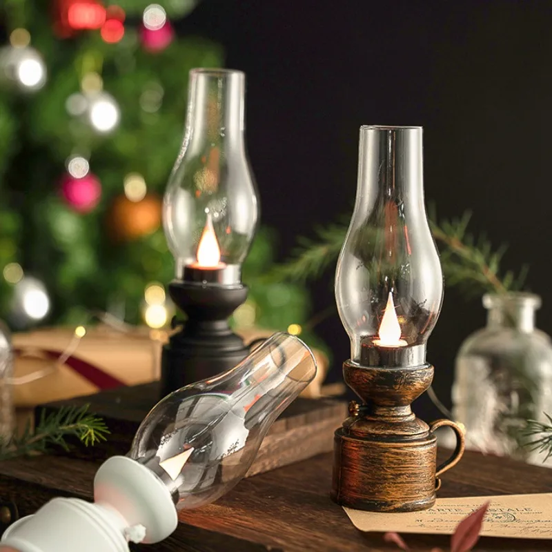 

Christmas Retro Luminous Electronic Paraffin Lamp Desktop Ornaments Christmas Halloween Flameless Candle Decorative Lights