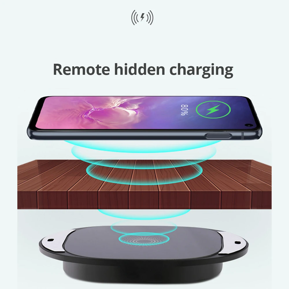 invisible qi wireless charging base built in desk wireless charger long distance 20mm for iphonesamusng table induction charger free global shipping