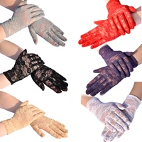 women sexy lace short tulle gloves elegant lady uv protection gloves ultra thin floral stretchy gloves full finger mittens 2022