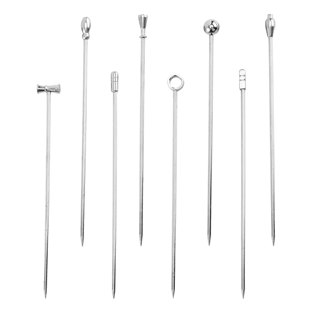 

8Pcs Stainless Steel Cocktail Toothpicks Reusable Metal Cocktail Skewers Martini Picks Appetizers Skewers Snack Picks