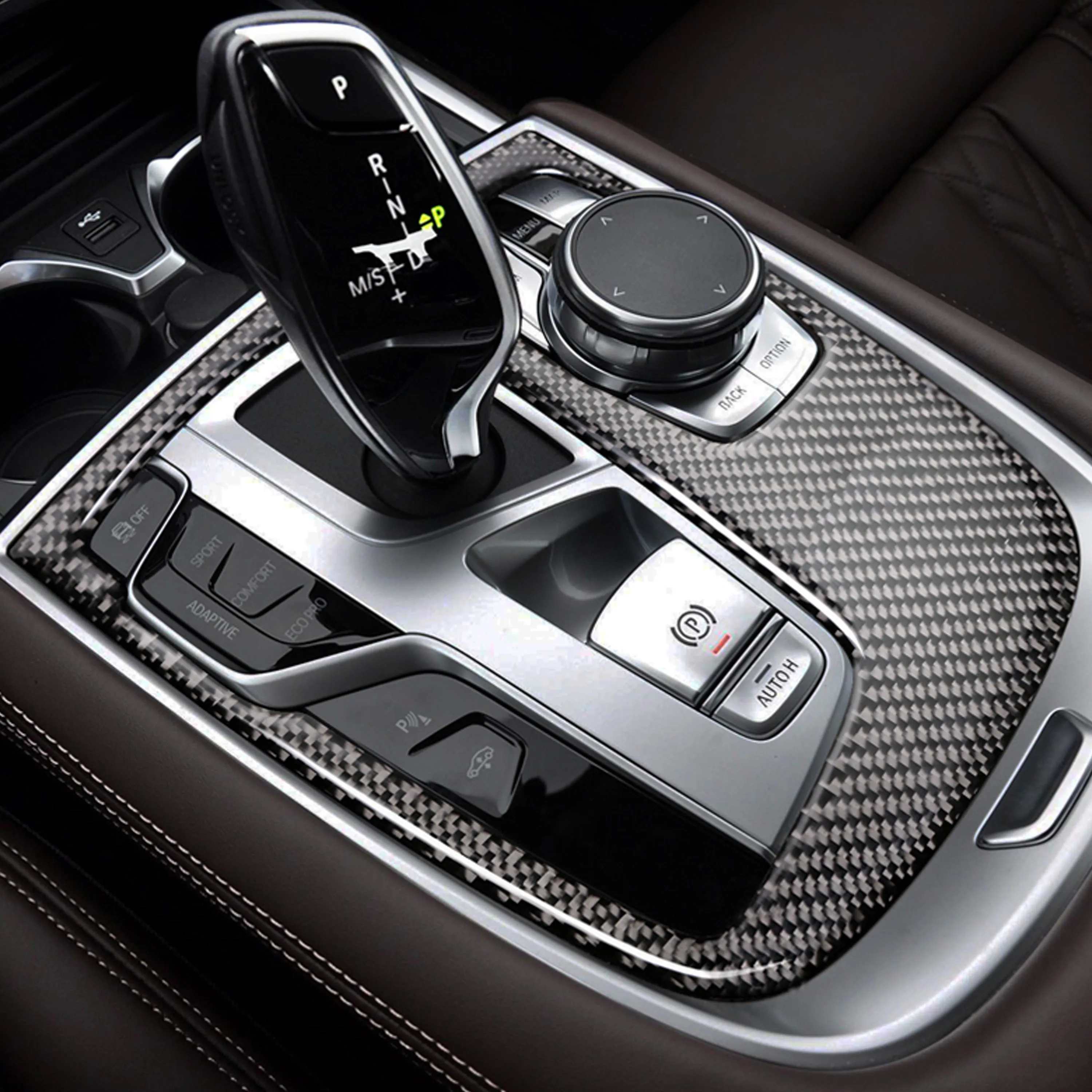 

Carbon Fiber Car Central Gear Shift Panel Cover Decoration Trim Sticker for BMW G11 G12 2016 Car Interior Accessories