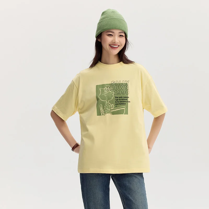 Фото Футболка Semir женская с коротким рукавом, хлопковая одежда средней длины с принтом, осень 2024 №4