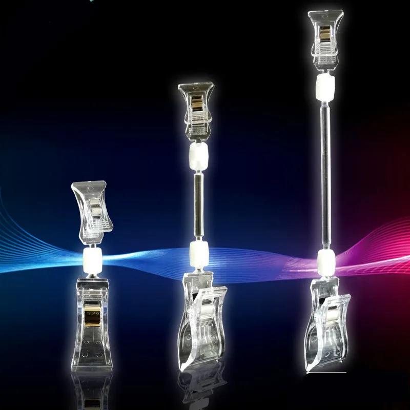 

5pcs/lot Clear Plastic Merchandise Sign Paper Memo Card Holder Display POP Signs Clip Swivel Double Promotion Clips