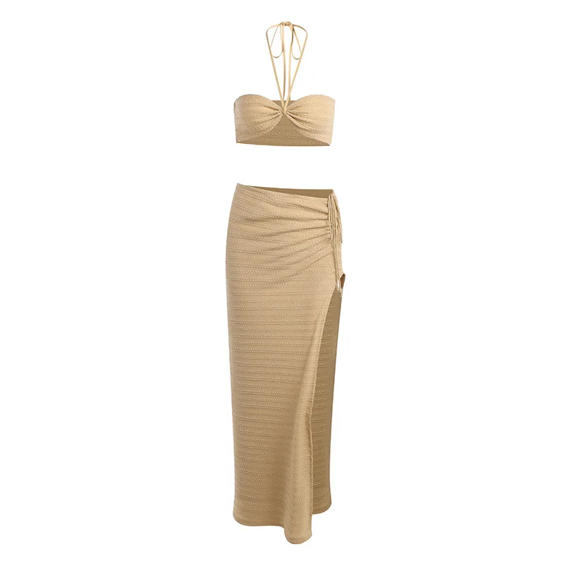 

2022 Summer New Sexy Suspenders Beautiful Back Navel Wrap Chest Split Dress Women's Robe Traf Dresses for Women Streetwear